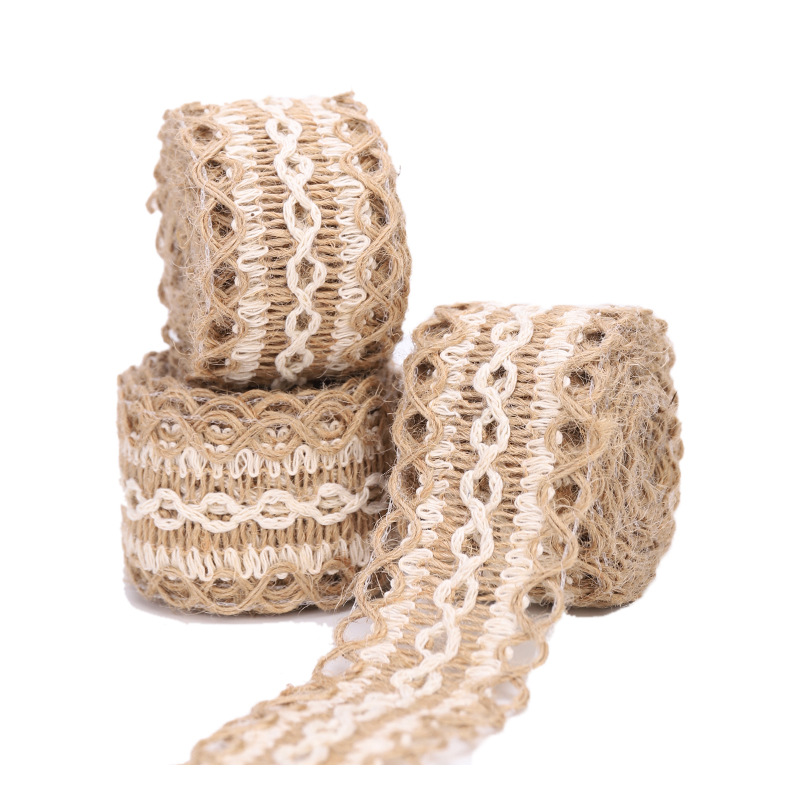 DIY handmade Christmas and wedding craft decoration in stock, wide linen woven tape, 4 cm wide woven linen rope, cross-border Item Picture