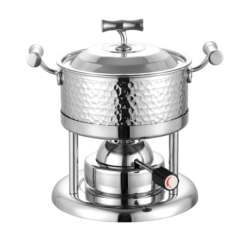 304 stainless steel small hot pot alcohol stove pot one pot of alcohol pot inflatable hot pot hotel club shabu Item Picture