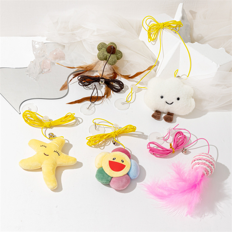 Nuevo juguete cat stick swing puerta colgante juguete gato mariposa contiene catnip auto hola colgante retráctil ajustable Specification image