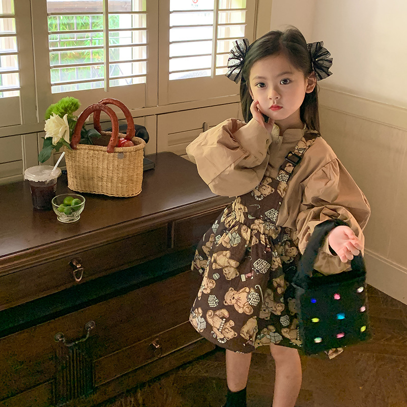 Miaoxuan Children's Clothing 2022 Autumn New Girls' Dress, Korean children's clothing, girls' autumn wear, stylish embroidered halter dress details Picture