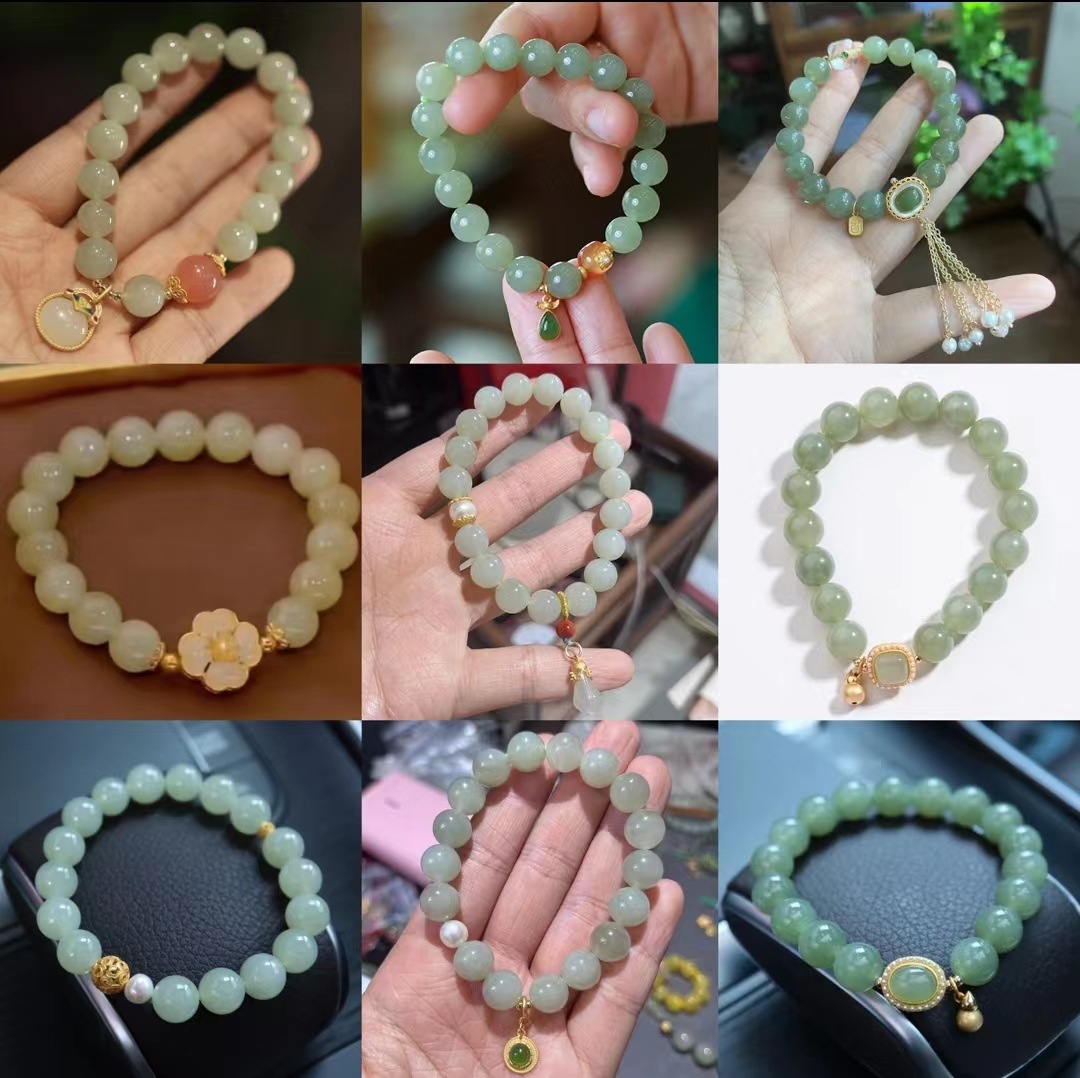 Original design of natural Hetian jade bracelet, women's retro bracelet pendant, bracelet accessory collection, direct supply from the manufacturer details Picture