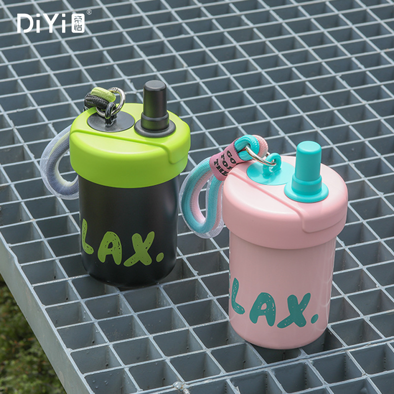 Di Yi High Appearance Level Trend Coffee Cup Inside And Outside 304 Student Ins Wind Portable Hand-Held Tea Thermos Cup Specification drawing