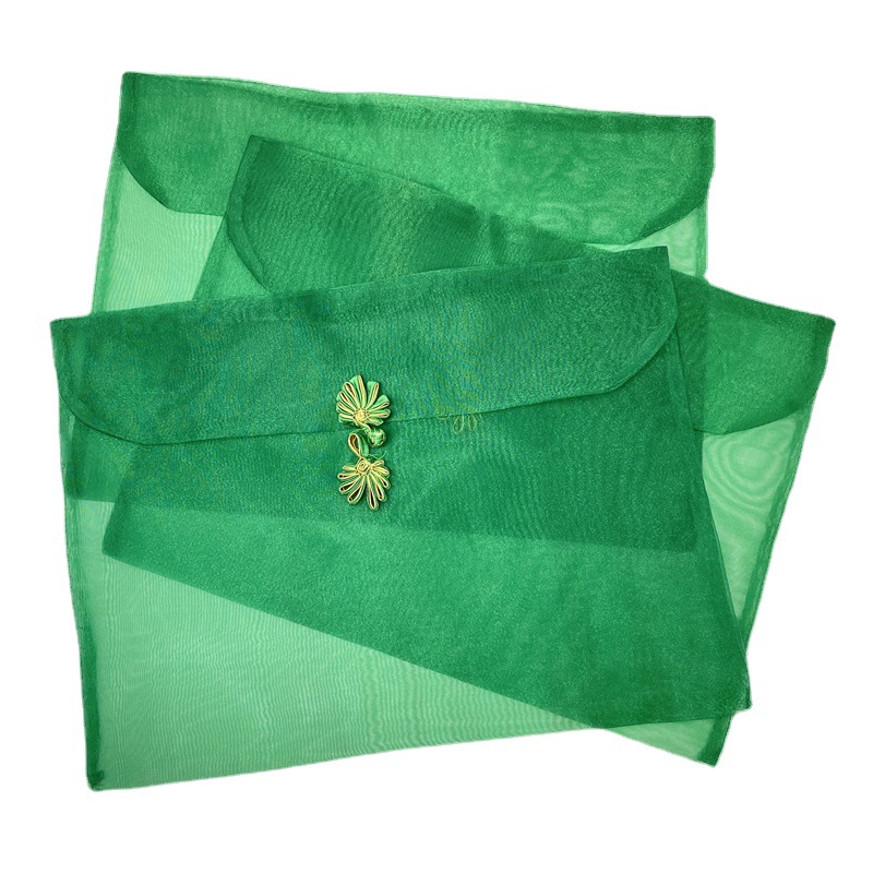 Wholesale Organen Yarn Tray Buckle Yarn Bag Three Yarn Silk Scarf Storage Bag Cheongsam Packaging Snow Gauze Bag Flap Pan Buckle Bag Item Picture