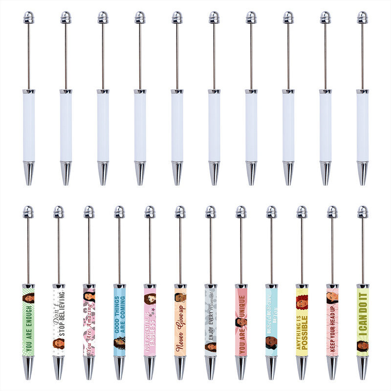 New Diy Beaded Pen Sticker Cartoon Character Head Print Beaded Creative Spot Beaded Ballpoint Pen Item Picture