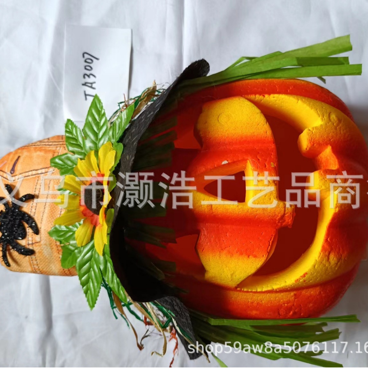 Source Manufacturers Supply Halloween Pumpkin Head Grimace Lights Ghost Festival Scene Props Witch Scary Decoration Specification drawing