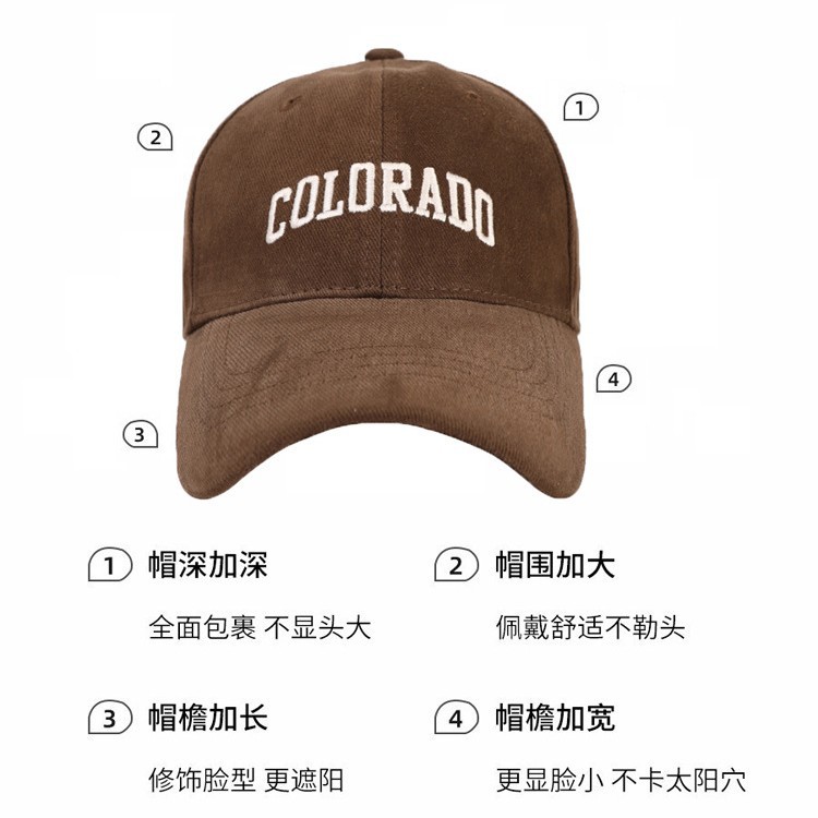 A women's baseball cap that makes the face look smaller. A new 2025 men's large-waisted cap with a large and deep brim Specification image