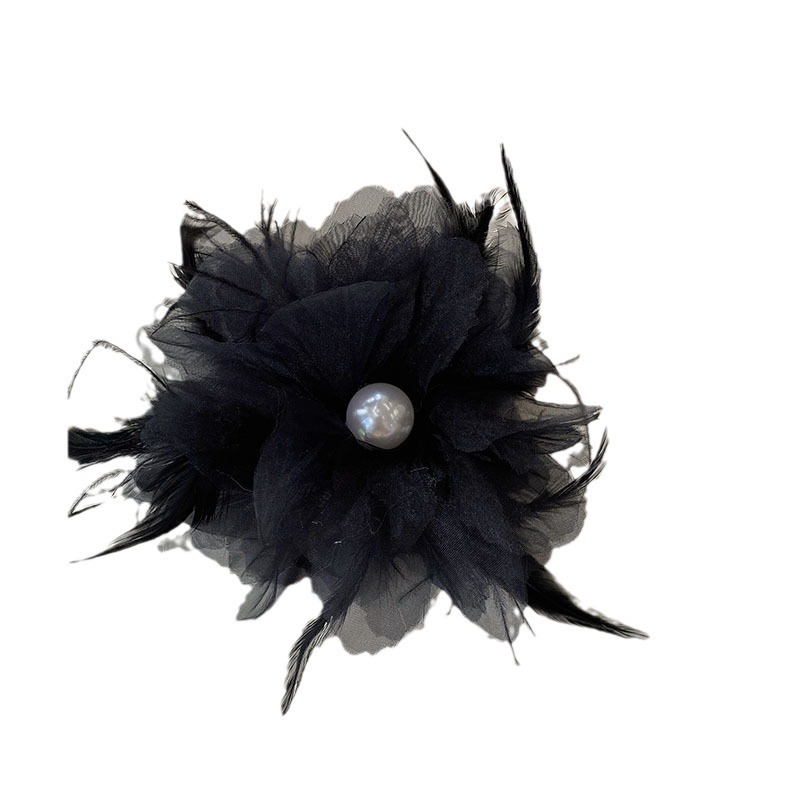 (Event Only) Free Shipping! Korean Version Flower Feather Grab Pearl Back Head Large Hair Grab Temperament Spring/Summer Hair Clip Headwear Hair Clip Female Item Picture