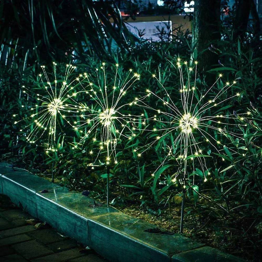 Solar Ground Inserted Copper Wire Smoke Flower Lamp Dandelion Lamp String Outdoor Waterproof Garden Decoration Peacock Lawn Lamp details Picture