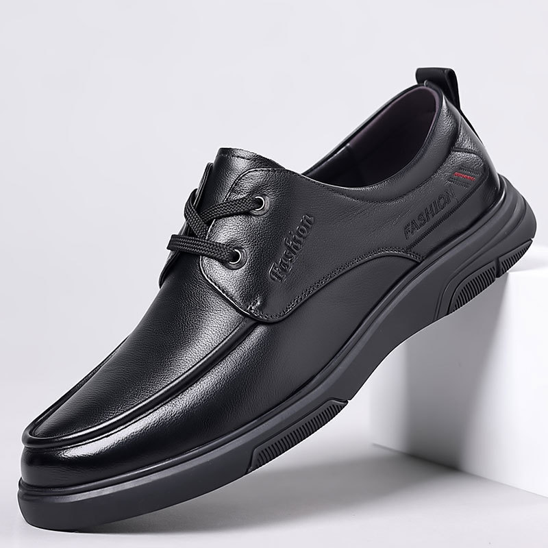 Spring men's casual leather shoes, men's genuine leather business lace-up comfortable single shoes, daily dad shoes, large-sized men's shoes 4548