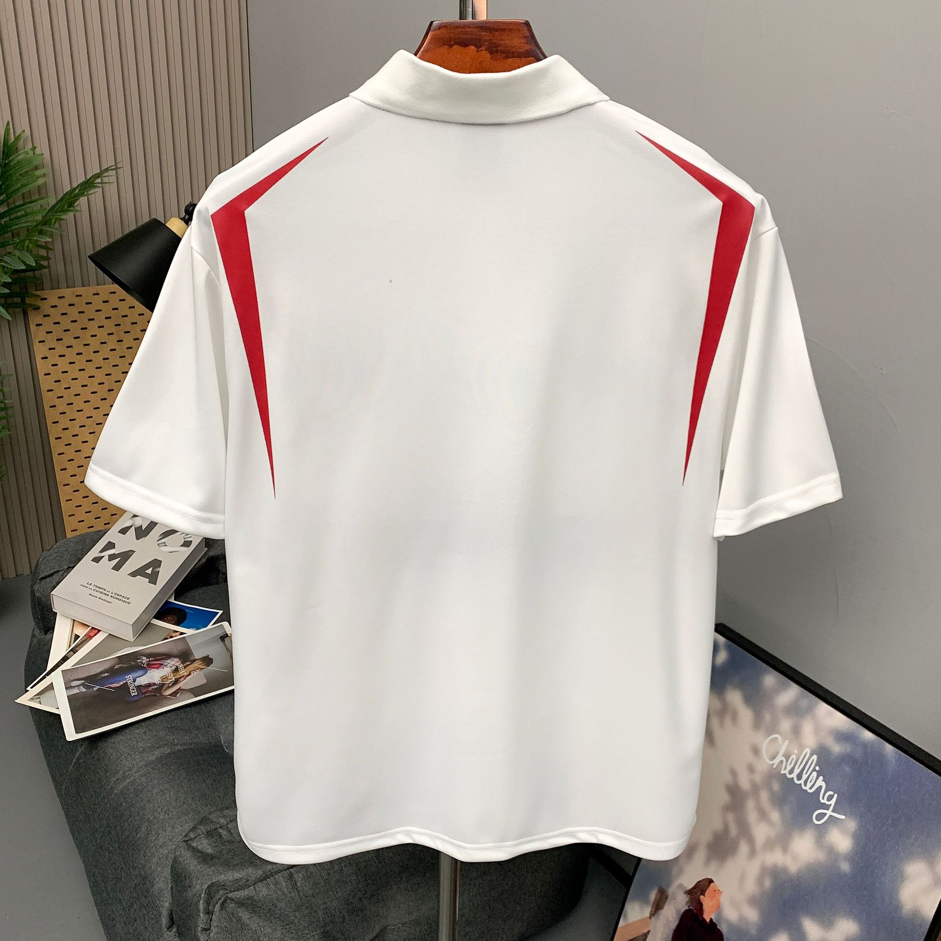 SAVAGEBASE Street color-block motorcycle short-sleeved T-shirt 26 Summer New hiphop sports lapel jersey for men pic 6
