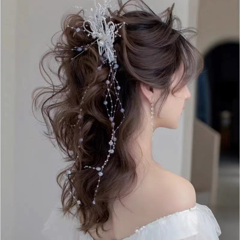 Mori Super Xian Handmade Beaded Fringe Hairpin Styling Advanced Edge Clip Specification drawing