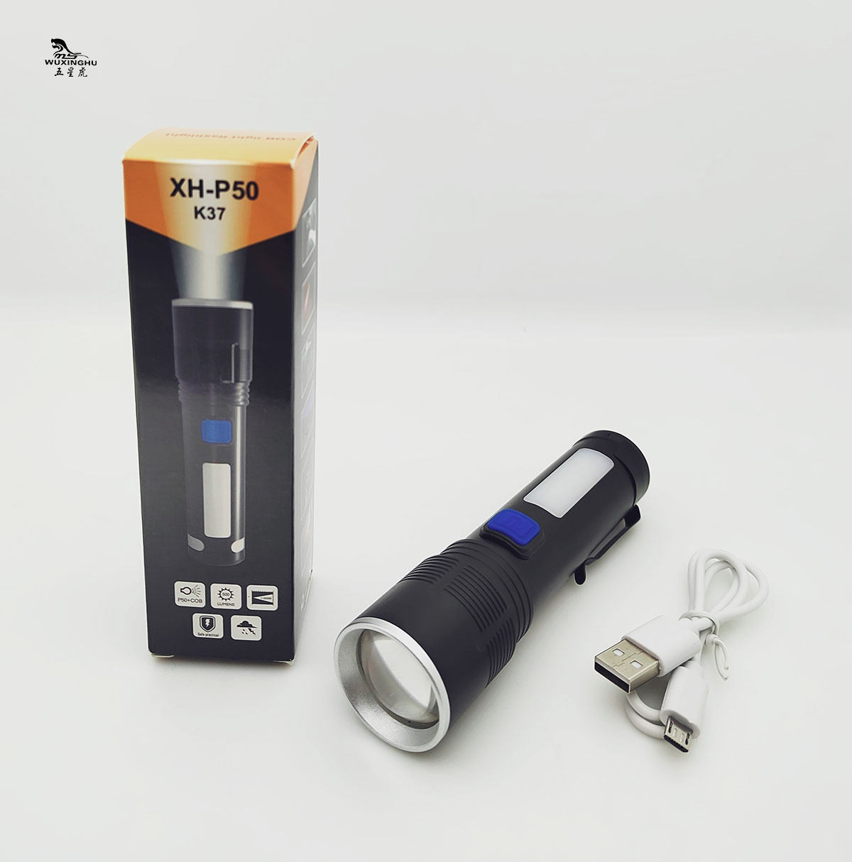 The popular P70 high-intensity flashlight, long-range multi-functional charging and zoom mini flashlight, is a home and outdoor work light Specification image