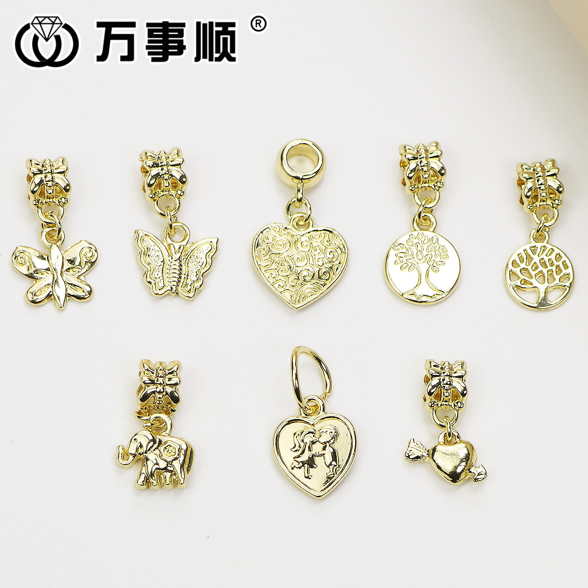 Cross-Border New Light 16K Gold Hanging Galvanized Alloy Jewelry Diy European And American Bracelet Beaded Jewelry Accessories Wholesale Specification drawing