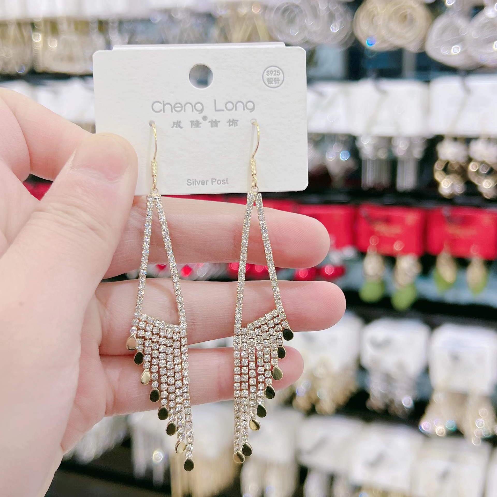 【 Silver Needle 】 Korean version of fringed angel wings Zircon silver needle elegant earrings, a popular bestseller in live-streaming by Internet celebrities