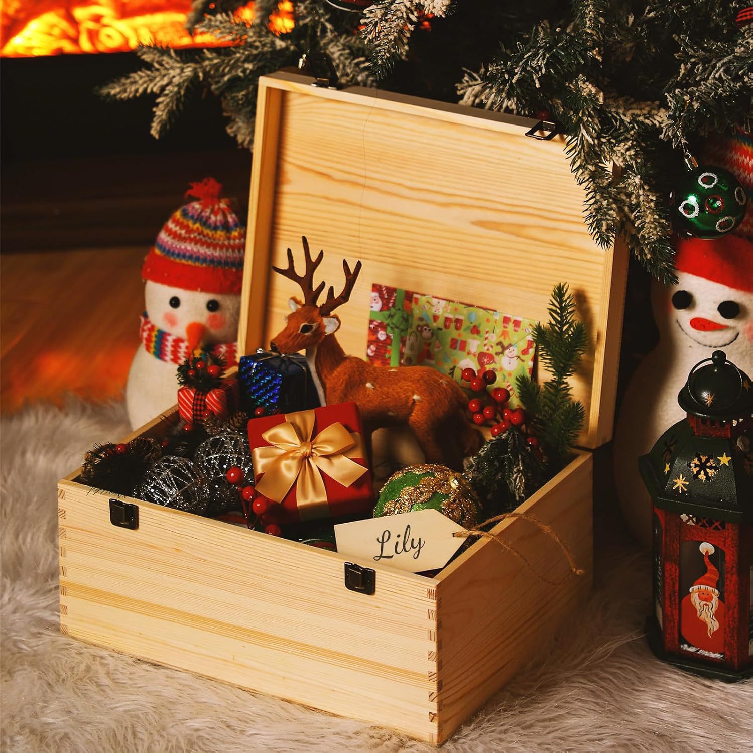Solid wood flip cover storage box, universal packaging for festivals, birthdays and gifts, wooden box with lock, custom souvenir collection box Specification drawing
