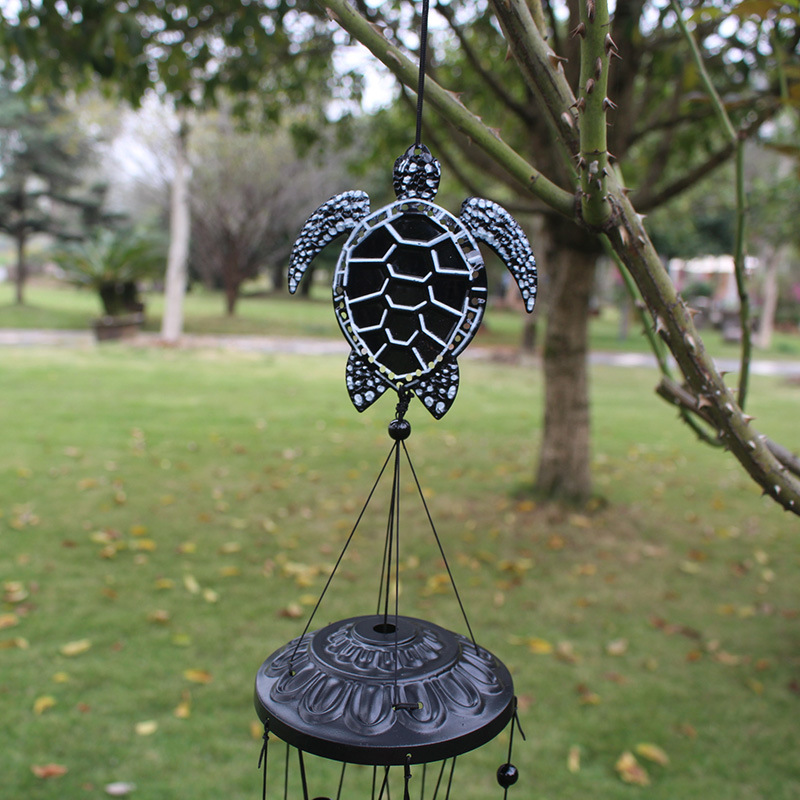 Metal Vintage Turtle Wind Chimes Hanging Ornaments Balcony Garden Decorative Gifts Creative Bells Black And White Spot Patterns Cross Borders Specification drawing