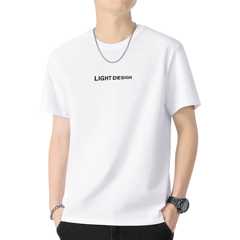 Xinjiang Heavy Cotton 2024 new short-sleeved T-shirt, round neck, trendy summer base, half-sleeved long fleece A36 Item Picture