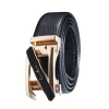 Men's belt with automatic buckle top layer cowhide belt, business word trendy letter buckle edge, lychee pattern genuine leather belt Item Picture
