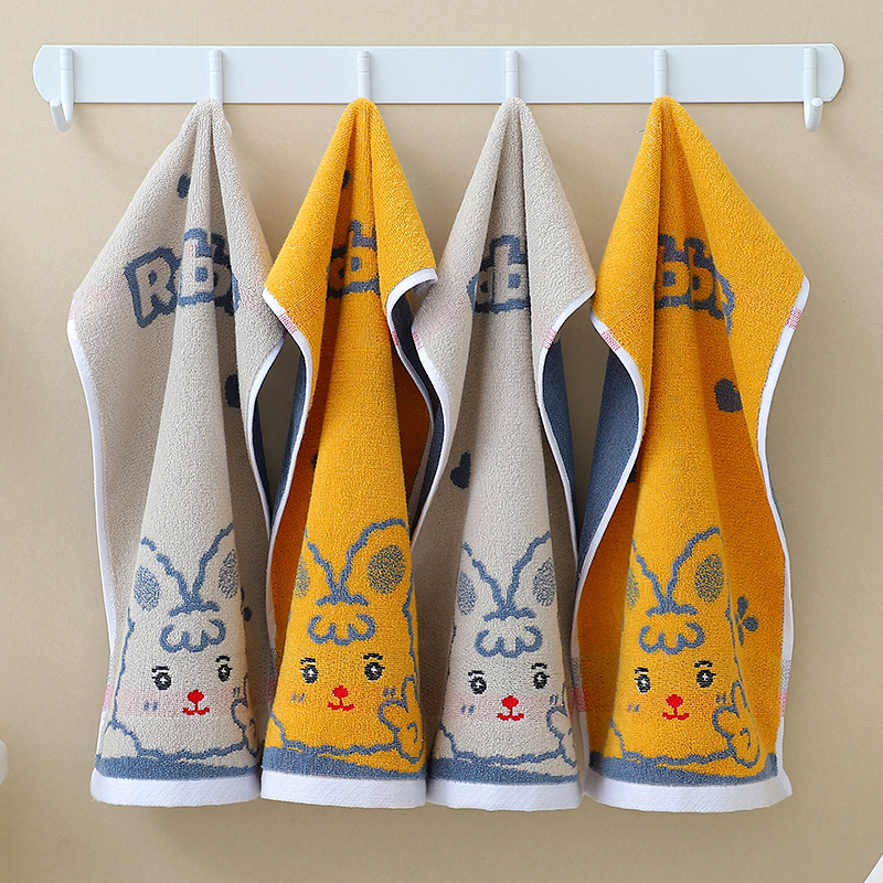 Cotton Towel Cartoon Square Hanging Absorbent Children's Cotton Cute Little Towel Infant Kindergarten Child Towel Item Picture
