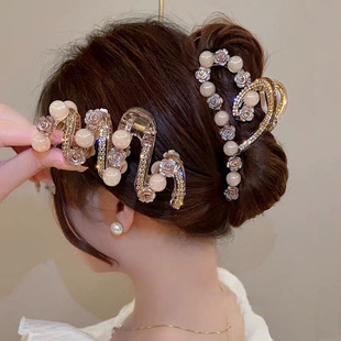 Korean-style mesh flower hairpin shows hair volume, banana hairpin at the back of the head, shark hairpin, semi-tied hair accessory hairpin pic 9