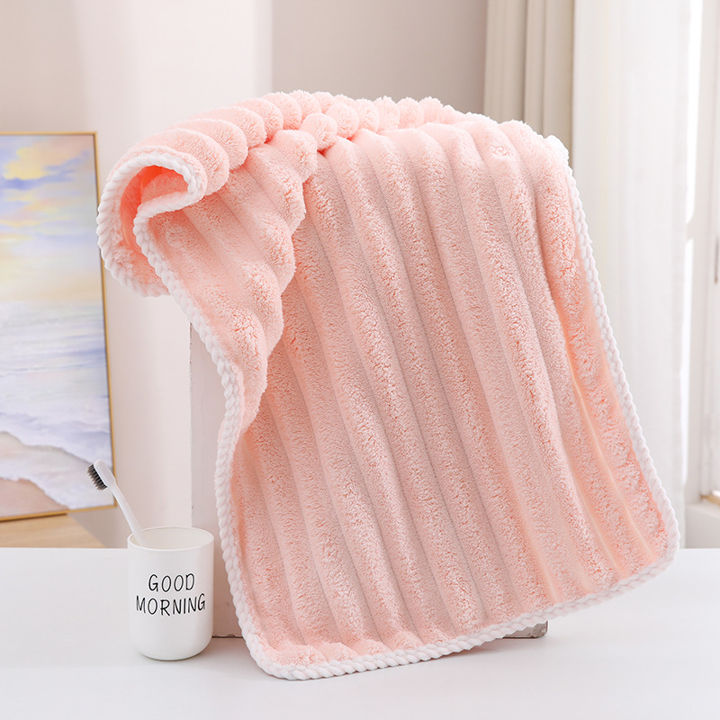 Candy Strip Velvet Bath Towel Increase Thickened Quick Dry Coral Velvet More Absorbent New Women's Dry Hair Hat Towel details Picture