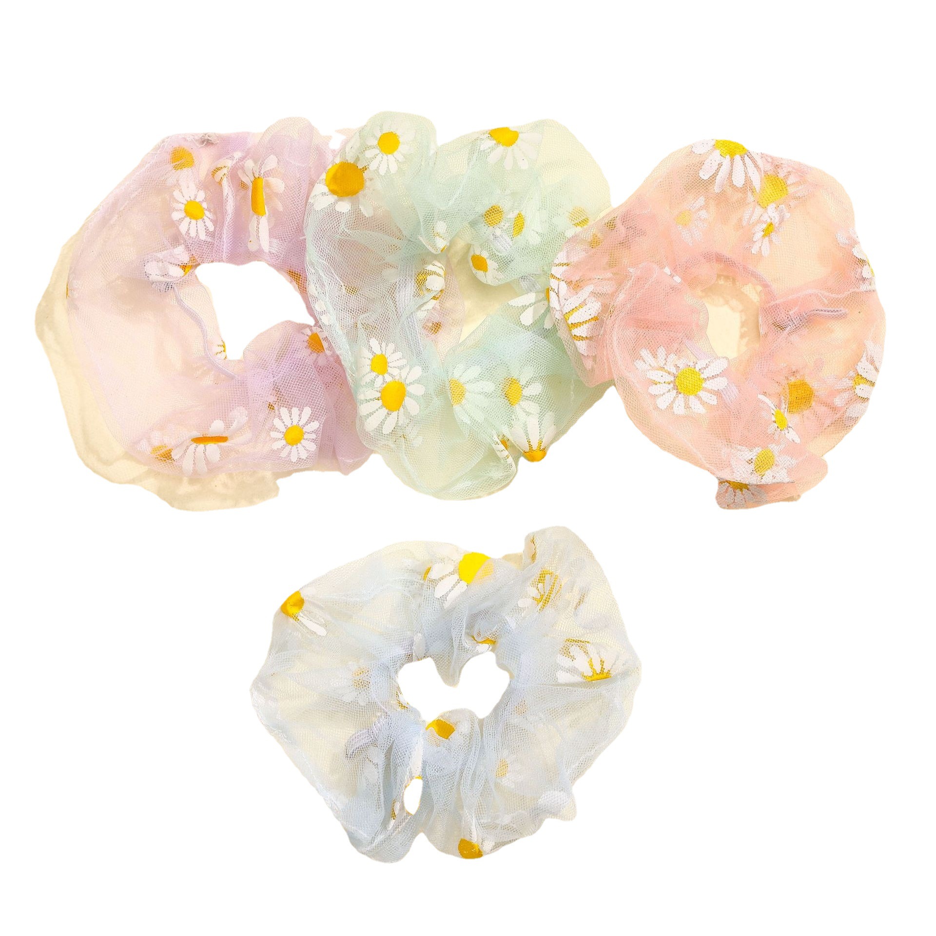 Spring And Summer New Children's Mesh Small Daisy Large Intestine Korean Version Of Fat Sausage Hair Circle Girl Ins Organza Head Rope Item Picture