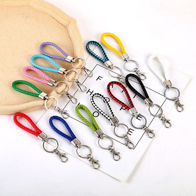 Leather Rope Key Ring Lobster Buckle Auto Parts Spot Wholesale Door Electric Car Key Pendant Braided Rope Tide