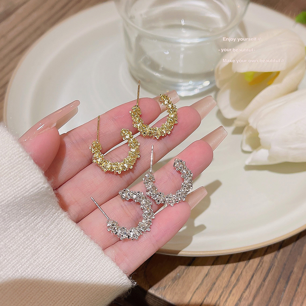 Sweet And Simple C Ring Small Stud Earrings For Women Light Luxury High-Grade Earring 925 Silver Needle Niche Earring Personality Earrings Wholesale details Picture