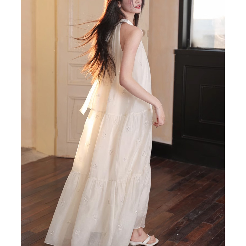 【 A Branch of Spring 】 New Chinese-style halter dress for women, mint mambo style floral print dress, green elegant long dress Item Picture