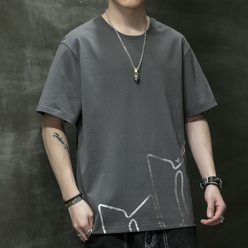 2024 Summer short-sleeved T-shirt for men, round-neck, large-sized body, sweat-absorbing half-sleeve, trendy brand pure cotton five-quarter sleeve men's T-shirt Application Scenario