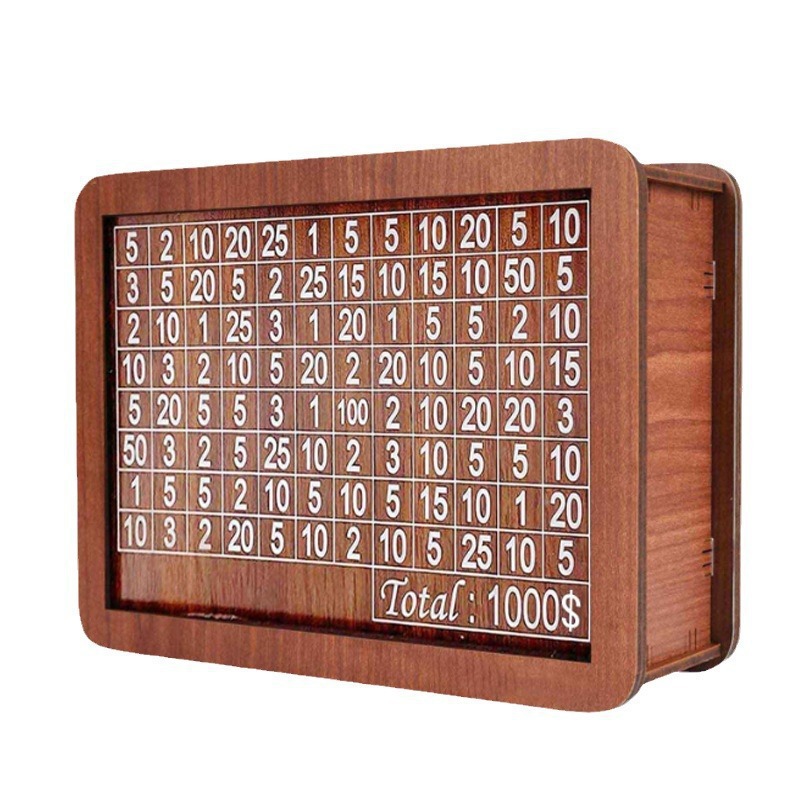 现货跨境 Money Box with Counter 木质存钱罐复古储钱罐宫殿透明详情图4