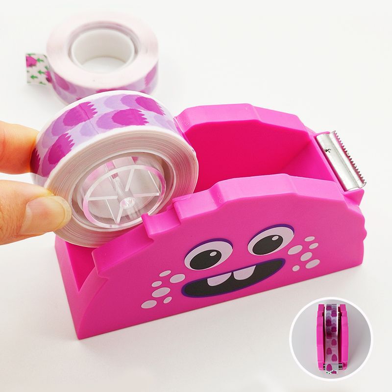Cross-border direct supply cartoon little monster tape seat wholesale student hand ledger tool tape cutter send adhesive paper set Specification drawing