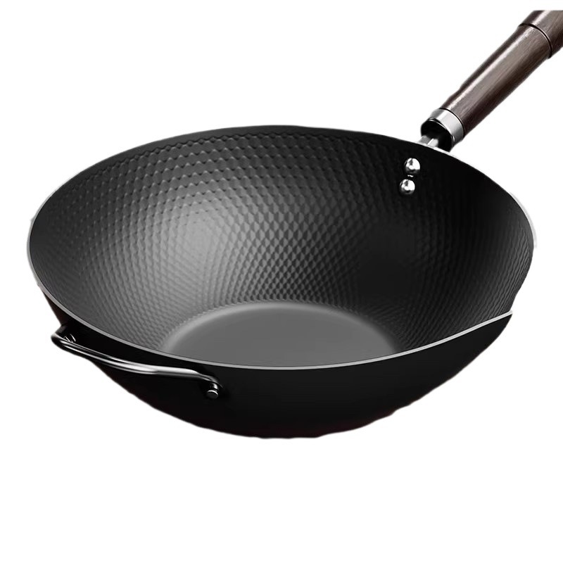 Boiling iron wok, non-stick wok, household wok, induction cooker, gas stove, special cooking wok, uncoated cooked iron wok Item Picture
