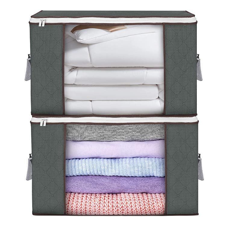 亚马逊衣服被子收纳袋新款防尘防潮无纺布收纳袋可透视衣物整理袋