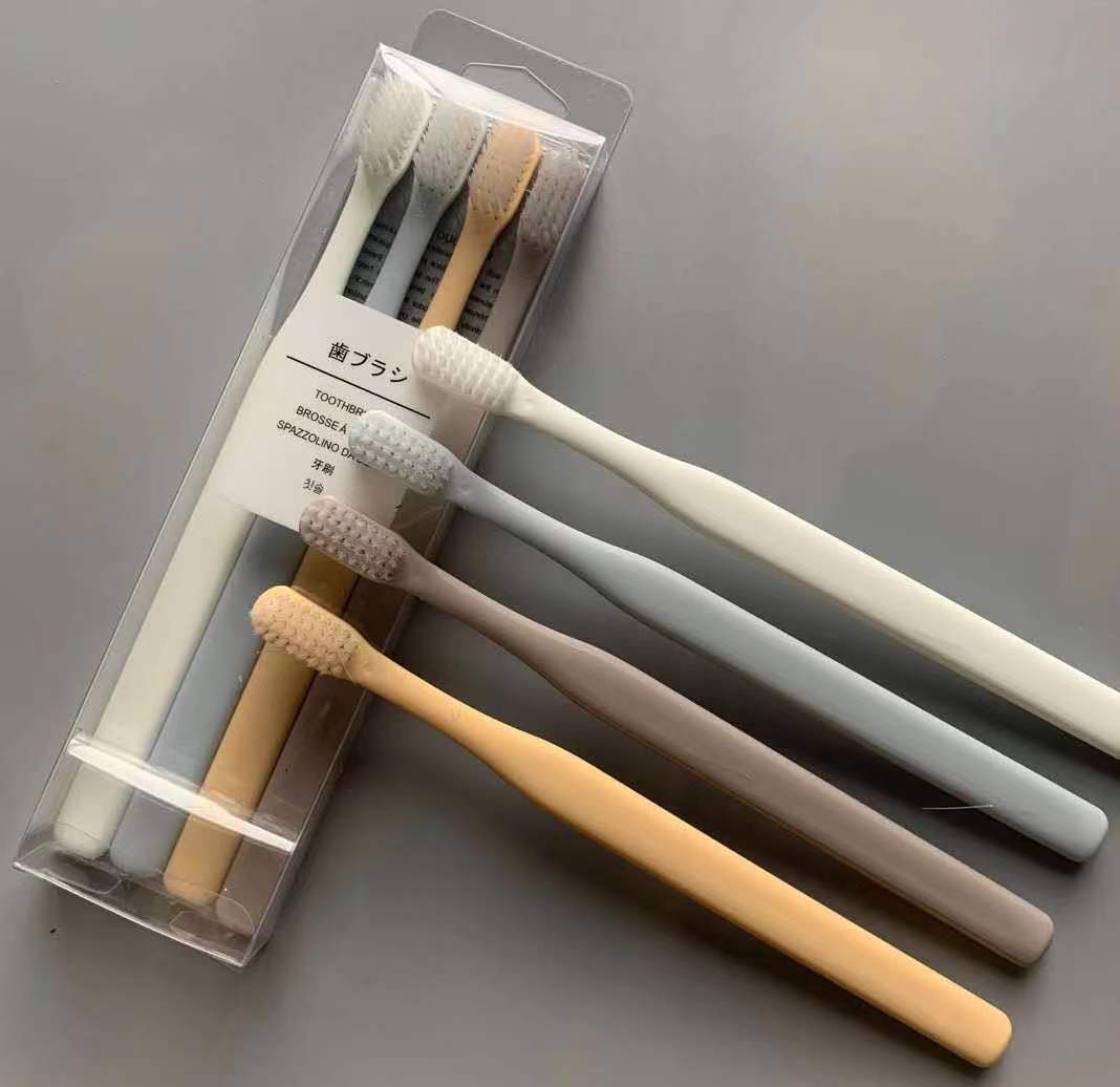Macaron Small Head Without Printing Two Yuan Shop Daily Necessities Bamboo Charcoal Soft Hair Adult Good Products 4 Toothbrush Manufacturers Wholesale Specification drawing