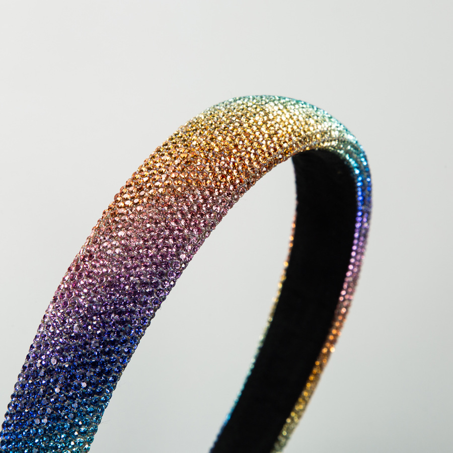 Korean Version Of The New Fashion Full Diamond Hair Accessories Simple Temperament Rainbow Net Red Headband High Quality Face Hair Band Wholesale details Picture