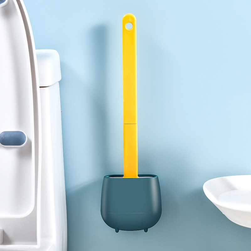 Household Simple Toilet Brush Set Can Wall Hanging Plastic No Dead Corner Toilet Brush Daily Necessities Long Handle Cleaning Brush Application Scenario