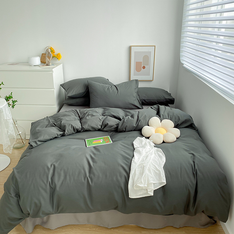 Milk double-color washed cotton four-piece set, texture pure cotton four-piece set, bedding, bed sheet and duvet cover three-piece set Specification image