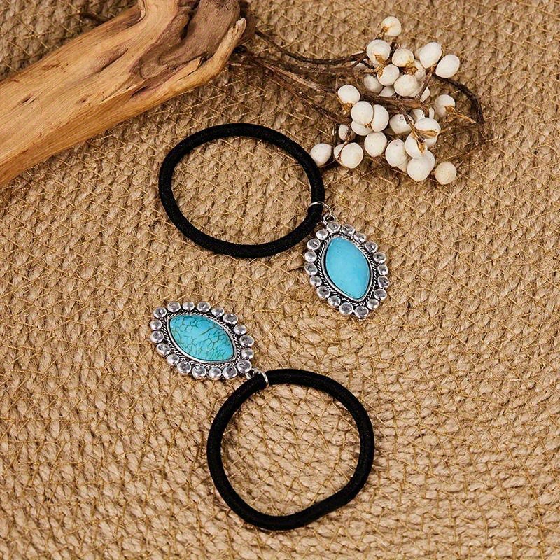 Simple boho style headband set with turquoise scrunchie vintage women's headband hair accessories Item Picture