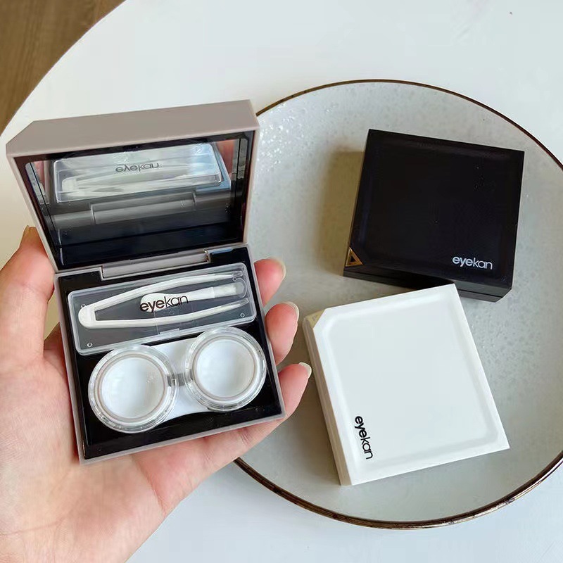 Kaida Contact Lens case Companion Box Solid Color colored contact lenses Simple Care Box k-1821 magnetic induction cold color details Picture