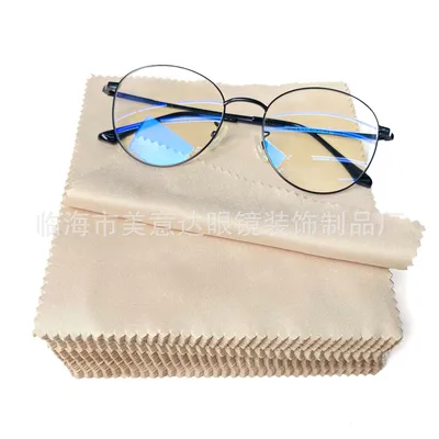 Eyeglass cloth lens cleaning cloth beige soft fine fiber eyeglass cloth mobile phone screen wiping cloth needle 2 14X14CM (100 pieces/box) thumbnail