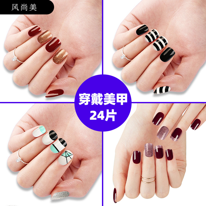 穿戴甲美甲贴片成品手工可拆卸甲片短款潮流穿戴式假指甲批发清仓外贸专供