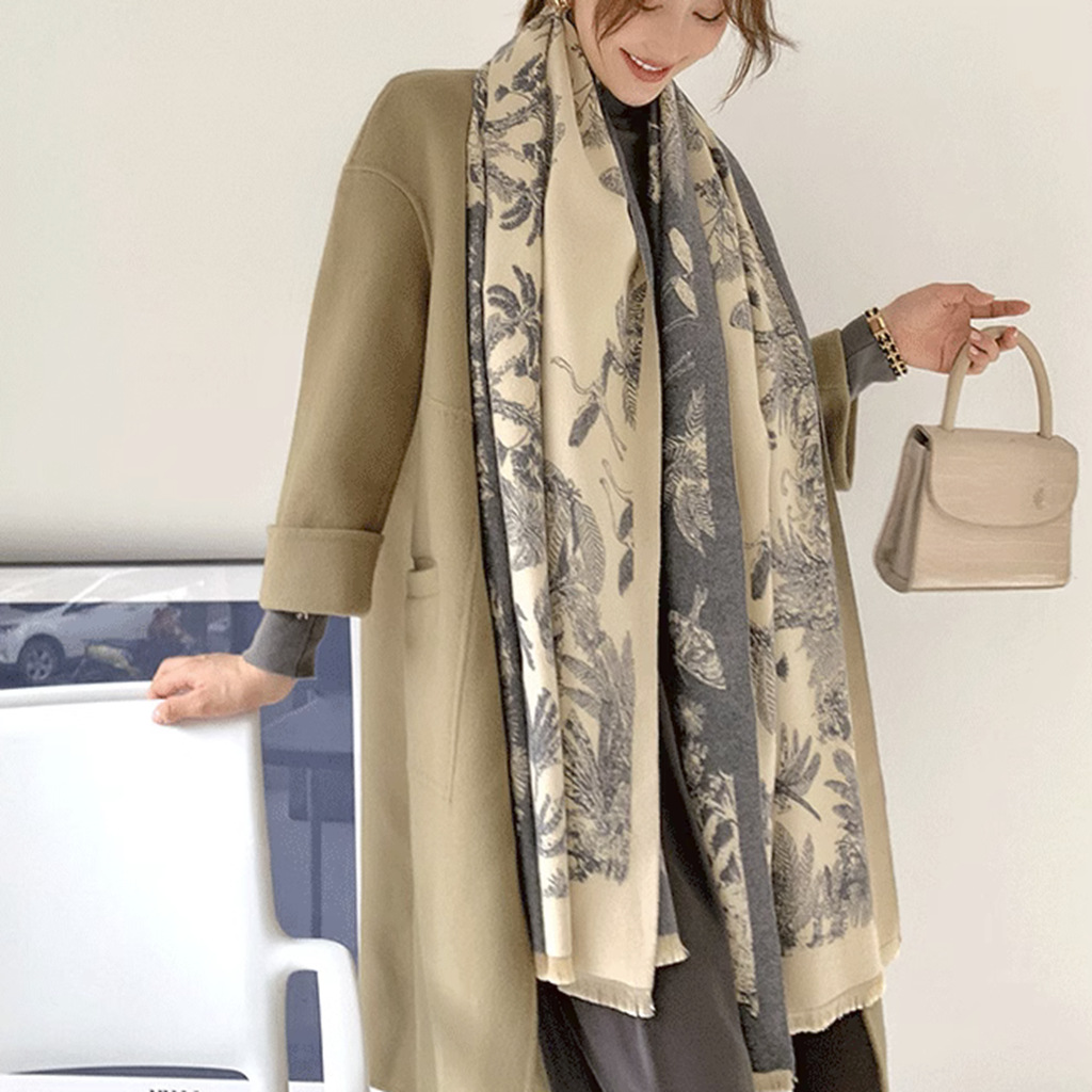 High Quality Imitation Cashmere Scarf 2023 Autumn New National Wind Scarf Auspicious Pattern Summer Sun Protection Cape Specification drawing