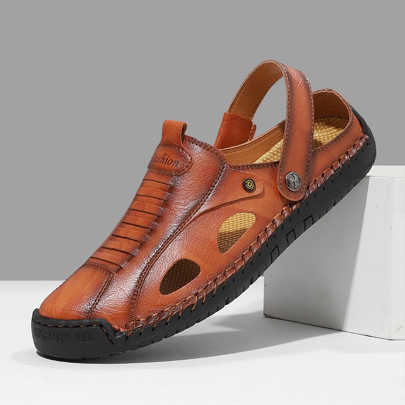 2026 Cross-border plus-size sandals, men's shoes, men's flip-flops, flip-flops, beach shoes, summer anti-slip soft-soled dad shoes