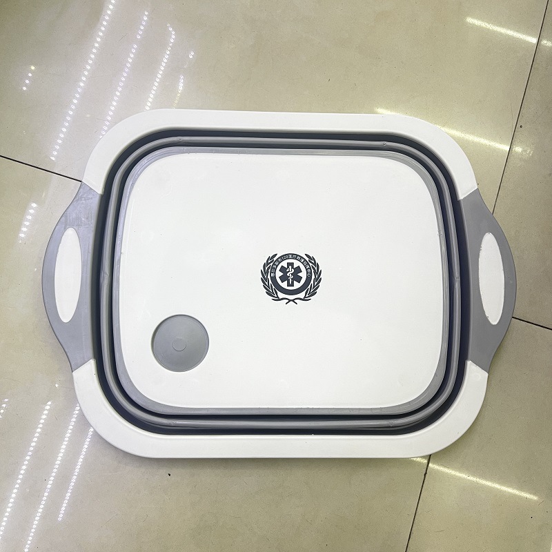 Multi-Size Foldable Washing Basin Chopping Board Kitchen Creative Sink Fruit And Vegetable Drain Basket Three All Chopping Board Application Scenario