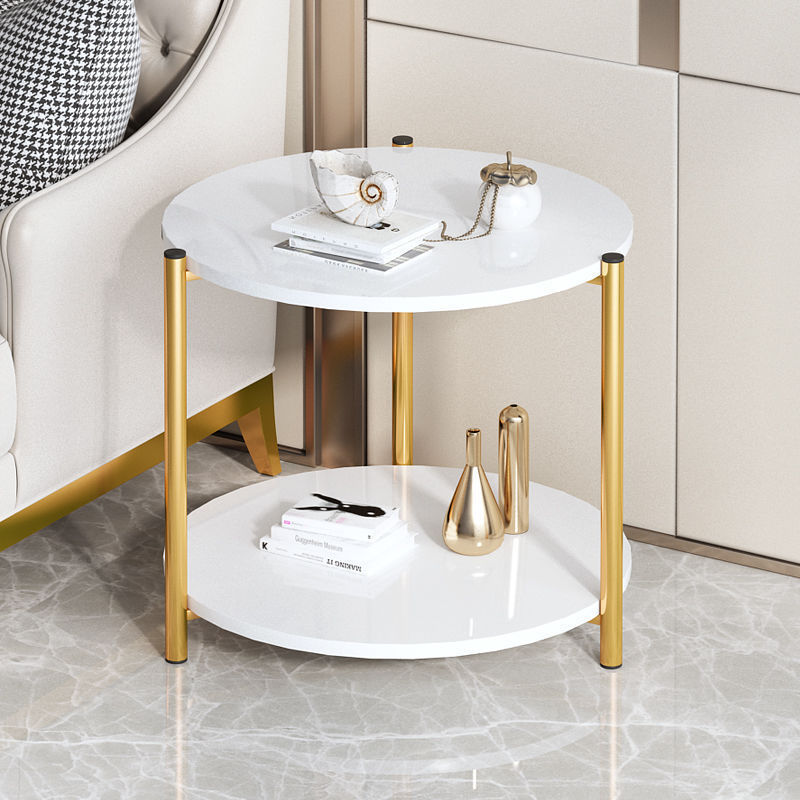 A small-sized home apartment with a light luxury creative side table and a mini round table in the bedroom