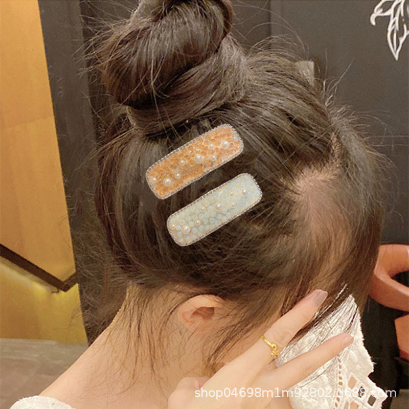 Crystal Square Bb Clip Mesh Red Rhinodiamond-Studded Hair Clip Girl Side Clip Bangs Clip Back Hair Clip Against Top Clip Specification drawing