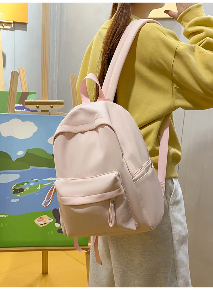 书包女ins 小清新高中生双肩包女纯色少女旅行背包男耐磨休闲背包详情13