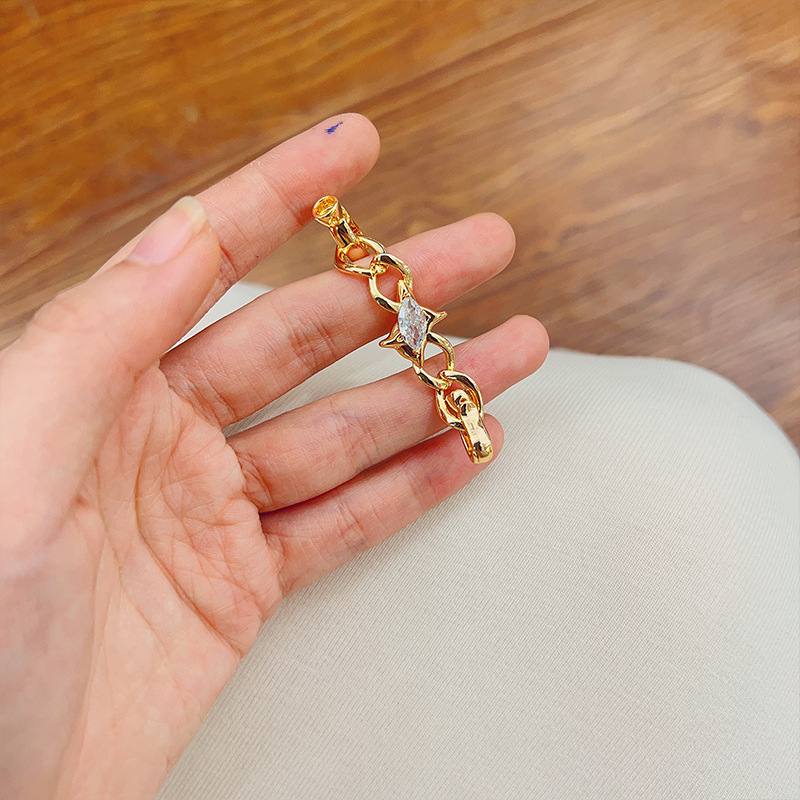 DIY accessory niche design new copper-plated real gold button bracelet necklace necklace sweater chain link buckle accessory