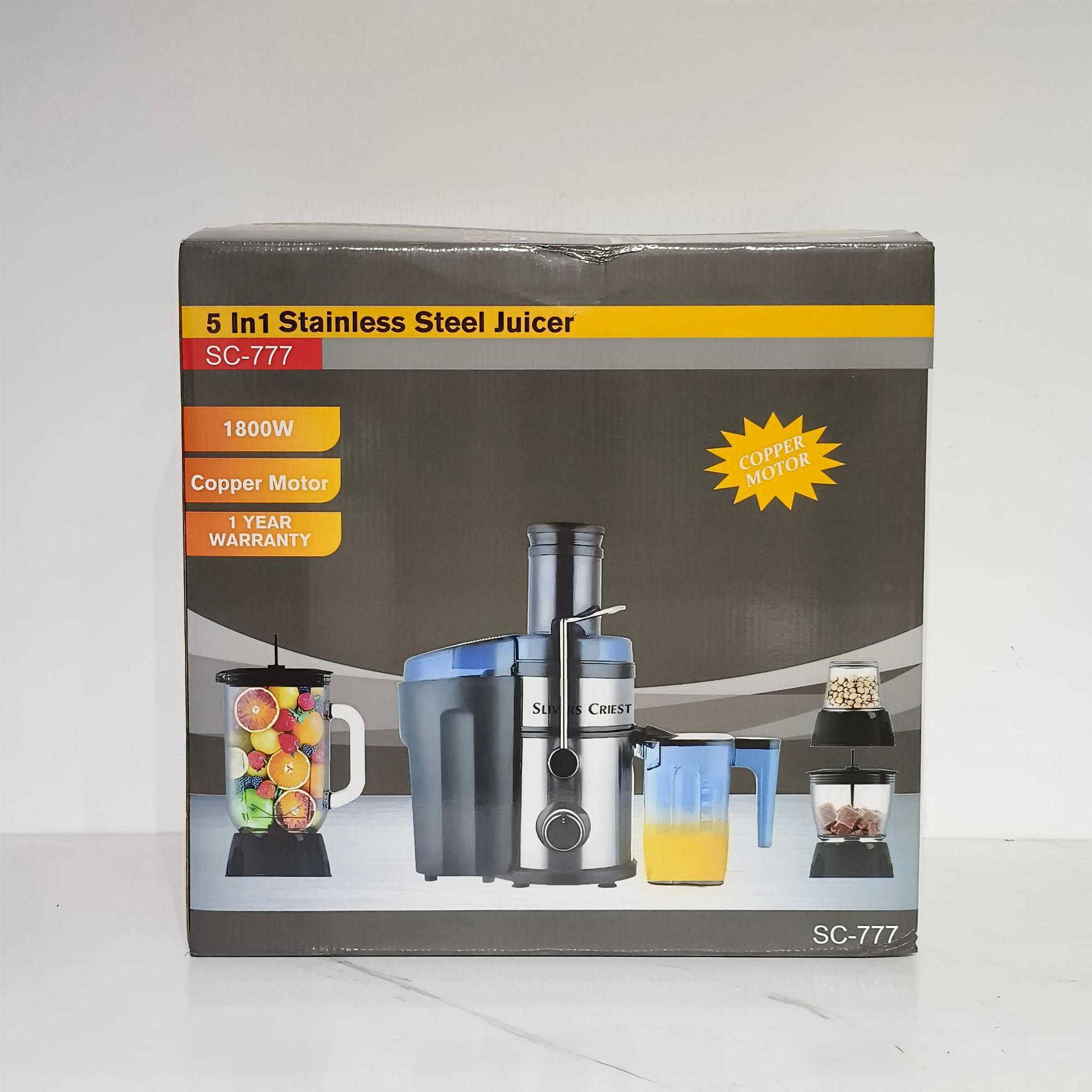 Cross-Border 5-In-1 Multi-Functional Juicer, Household Fully Automatic Blender, Fruit And Vegetable Juicer, Food Processor, Stainless Steel